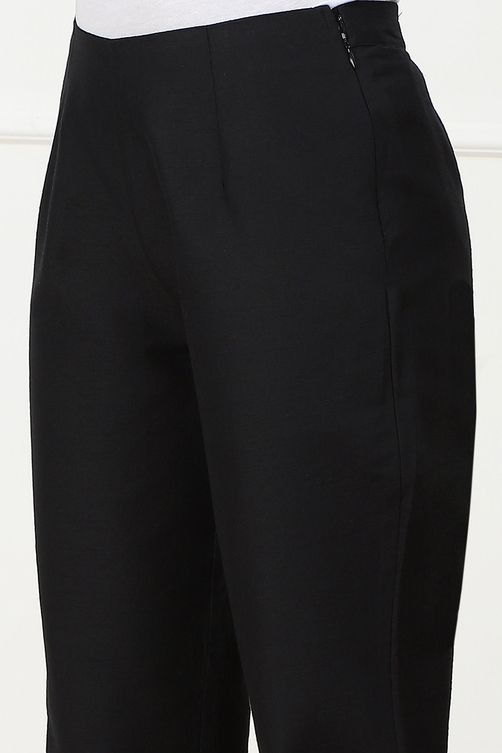 Black Art Silk Pants image number 1