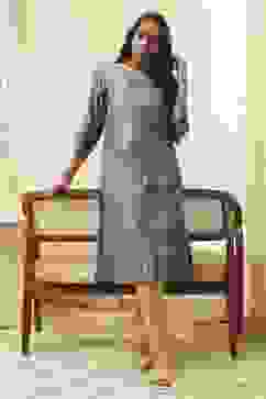 Blue Poly Cotton Straight Yarndyed Kurta image number 0