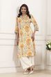Off White Cotton Straight Kurta image number 0
