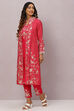 Pink Poly Viscose Straight Kurta Slim Pants Suit Set image number 5