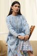 Dull Blue Cotton Flared Printed Kurta Set image number 8