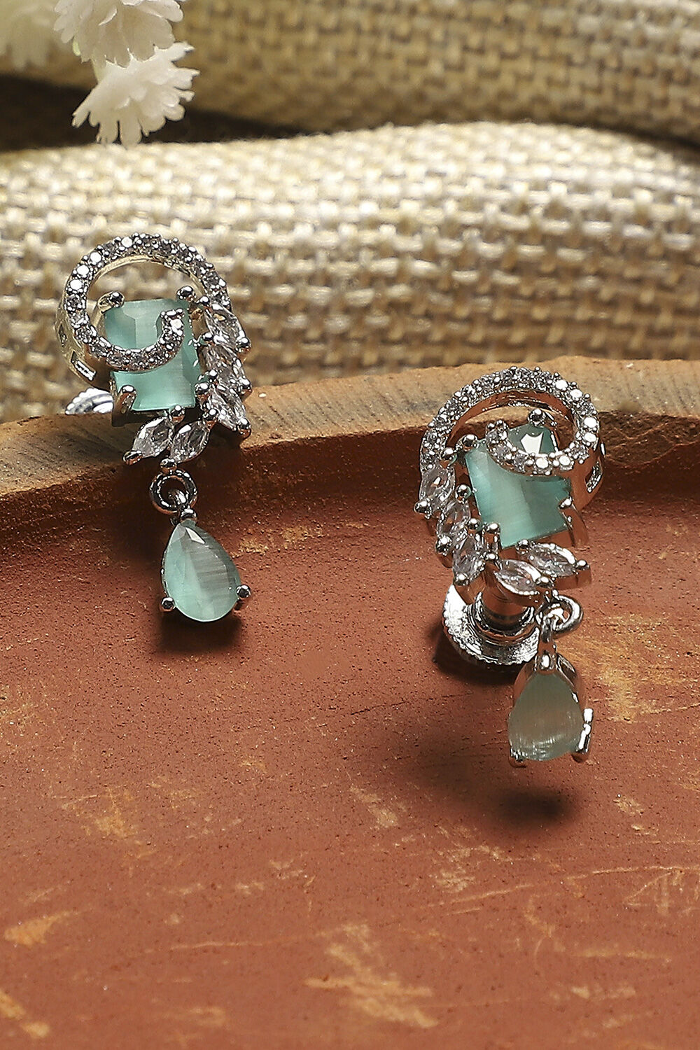 biba Mint Green Stone EarringsMint Green Stone Earrings-picture-577