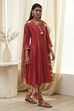 Rust Cotton Yarn-Dyed Kalidar Suit Set image number 5