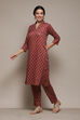 Burnt Orange Spandex Blend Straight Printed 2 Piece Set image number 2