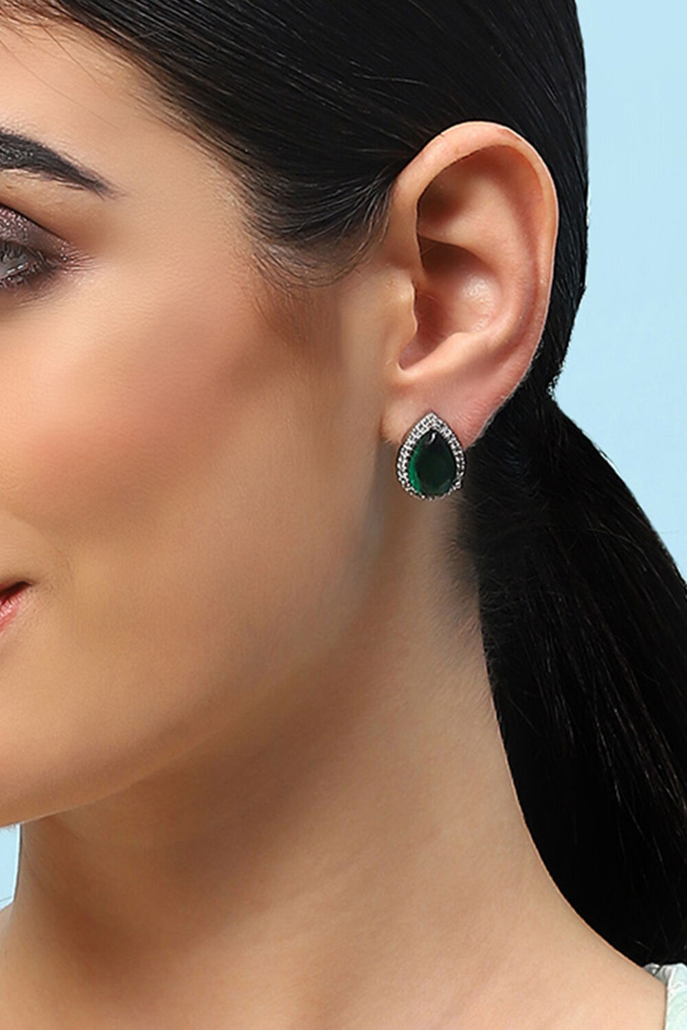 Green Brass Earrings image number 1