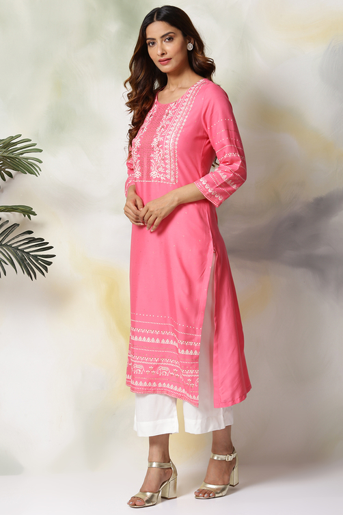Green Rayon Straight Kurta Pants Set image number 2
