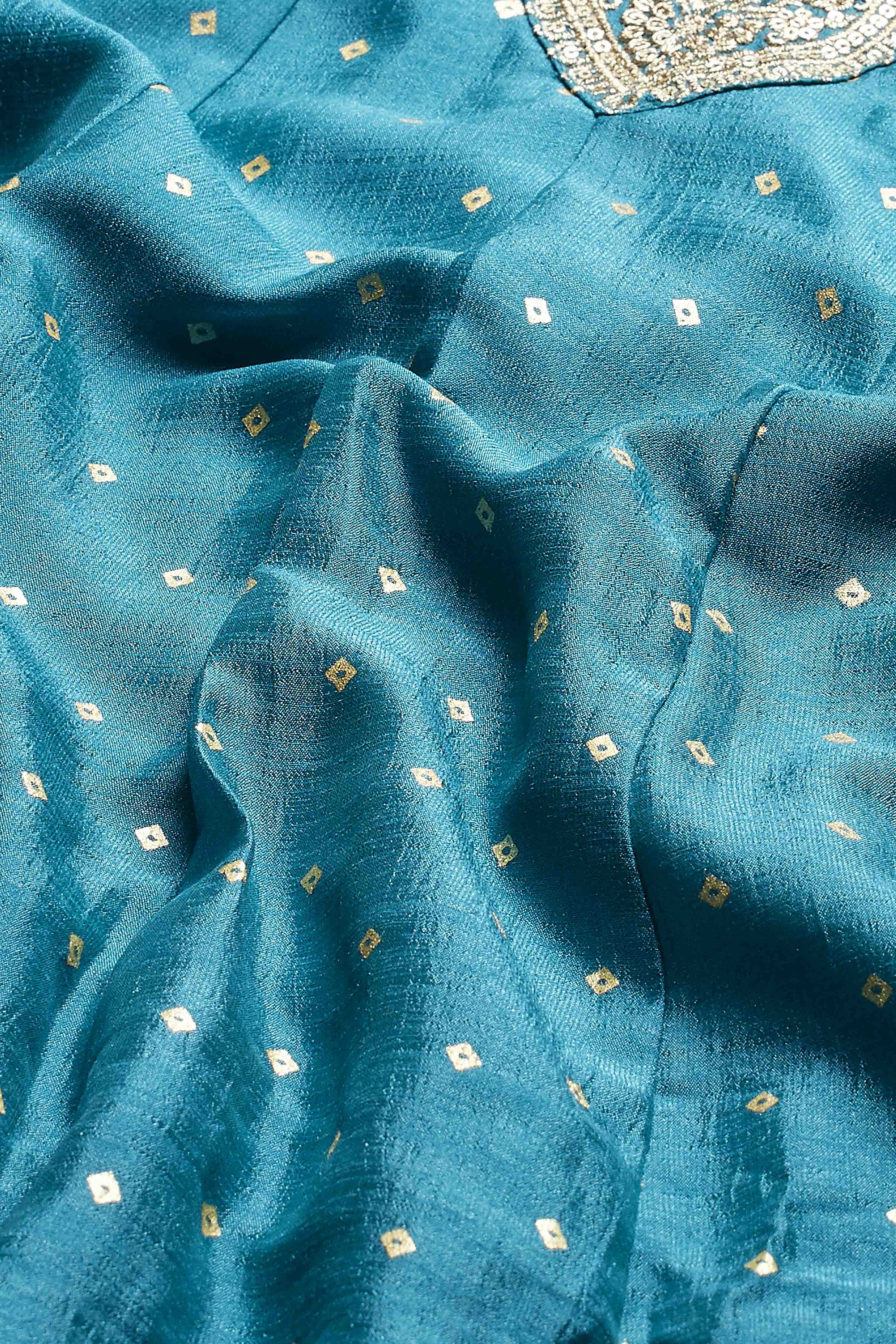 Blue Cotton Kalidar Suit Set image number 3