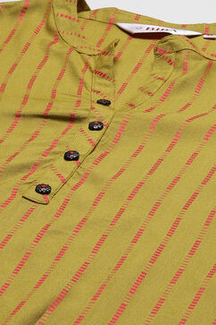 Olive Pink LIVA Straight Yarndyed Kurta image number 1