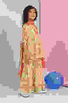 Lime Green Georgette Printed Peplum Suit Set image number 5