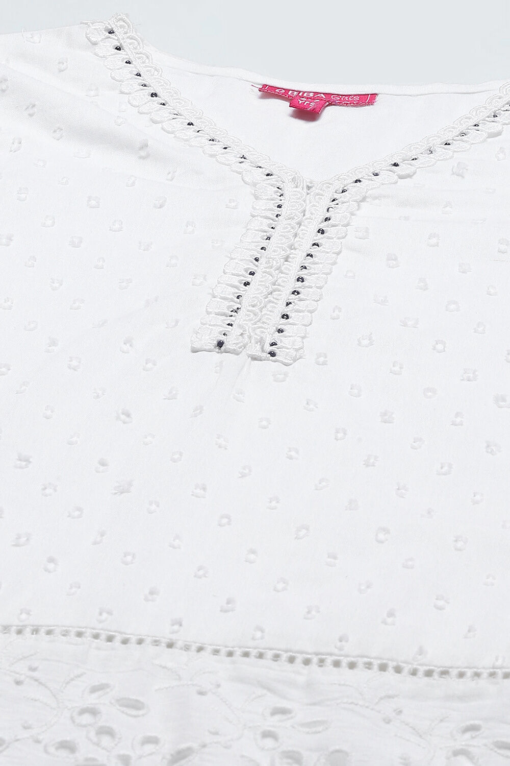 White and Blue Cotton Dobby Printed Suit Set image number 1