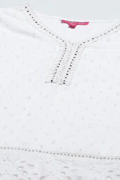 White and Blue Cotton Dobby Printed Suit Set image number 1