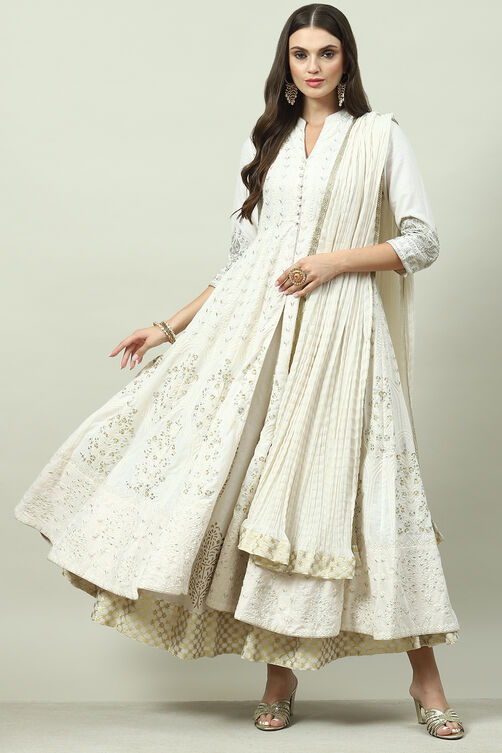 Blush Pink Cotton Anarkali Kurta Lehenga Suit Set image number 0