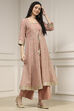 Natural White Chanderi Anarkali Dyed Fusion Set image number 5
