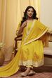 Yellow Viscose Rayon Kalidar Suit Set