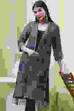 Indigo Poly Mettalic Front Open Yarndyed Shrug image number 6