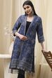 Indigo Poly Mettalic Front Open Yarndyed Shrug image number 6