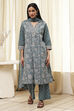 Green Cotton Printed Straight Suit Set image number 6