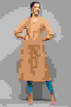 Orange Cotton Printed Straight Kurta image number 0