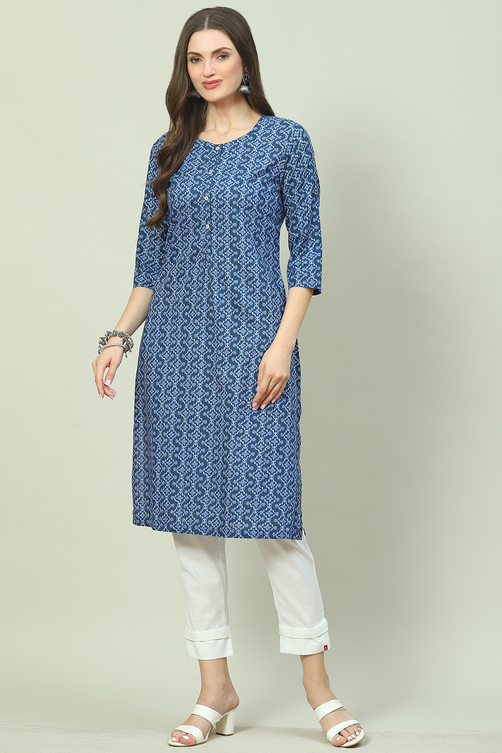 Green Cotton A-Line Kurta image number 0
