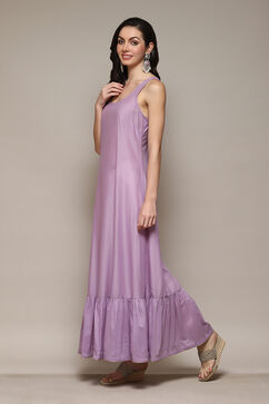 Lilac Cotton Flared Printed Kurta image number 2