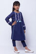 Indigo Cotton Anarkali Kurta Legging Suit Set image number 2