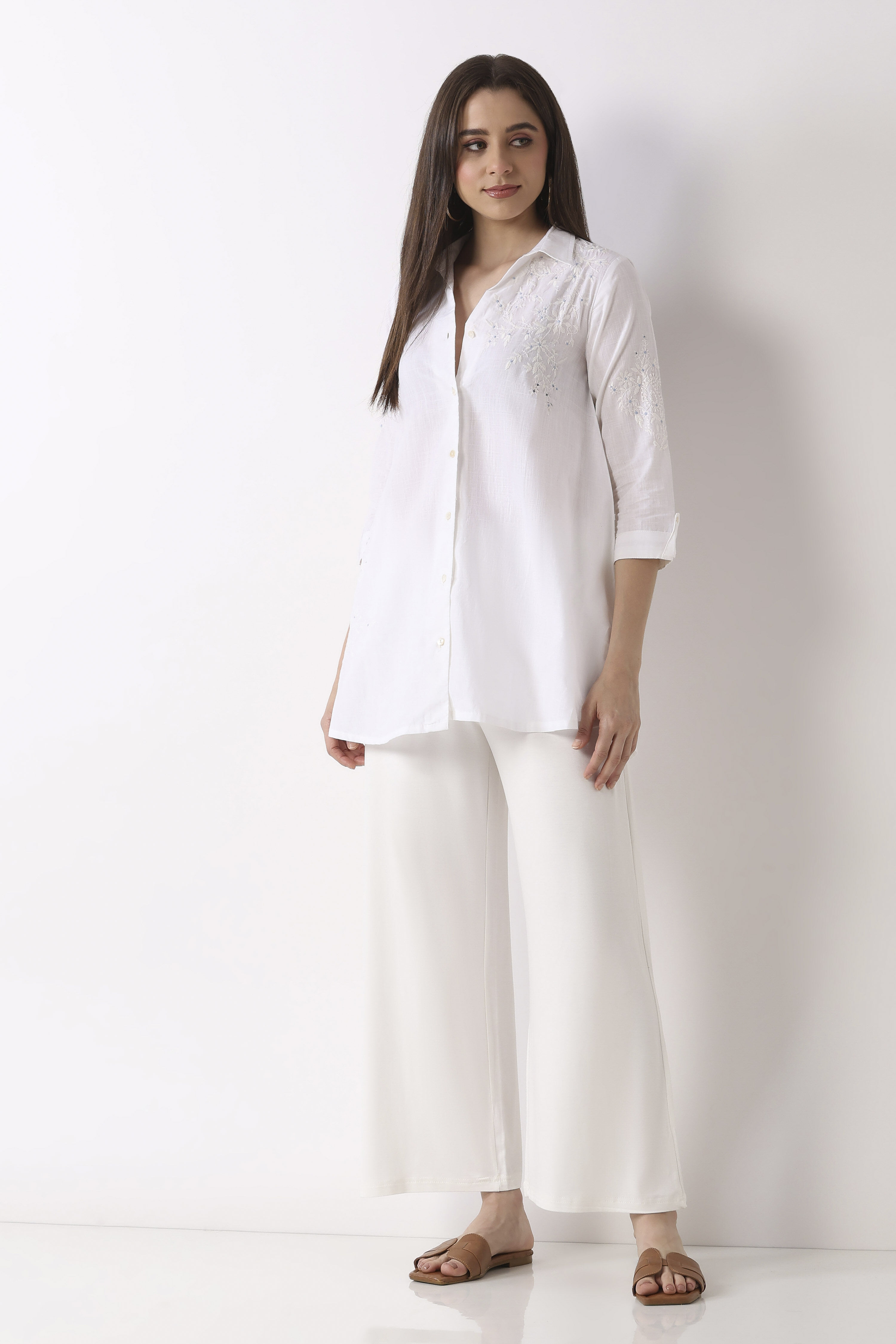 Black Viscose Lycra Relaxed Palazzos image number 0