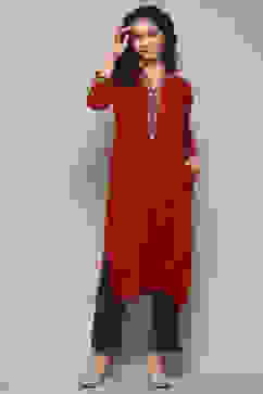 Red Daffodil Straight Yarndyed Kurta image number 5