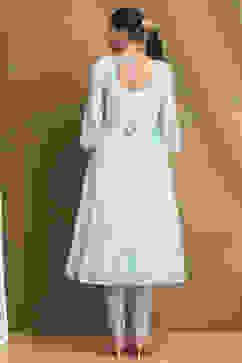 Powder Blue Embroidered Anarkali Suit Set image number 4