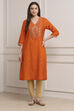Orange Viscose Rayon Straight Kurta image number 5