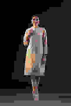 Rohit Bal Beige Cotton Silk Anarkali Printed Suit Set image number 7