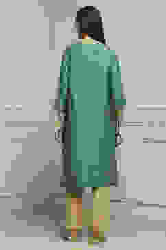 Green Art Silk Printed Straight Kurta image number 3