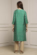 Blue Art Silk Printed Straight Kurta image number 3