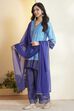 Blue Viscose Rayon Printed Suit Set image number 4