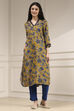 Mustard Yellow Printed Straight Kurta image number 5
