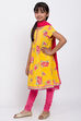 Yellow Cotton A-Line Kurta Churidar Suit Set image number 2