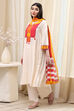 White Rayon Gathered Kurta Palazzo Suit Set image number 3