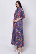 Blue Cotton Flared Fusion Wear Dress image number 2