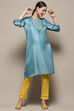 Smoky Blue Straight Regular Fit Festive Kurta