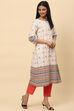 Off White Cotton A Line Kurta image number 3