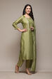 Olive Green Silk Blend Unstitched Suit Set image number 7