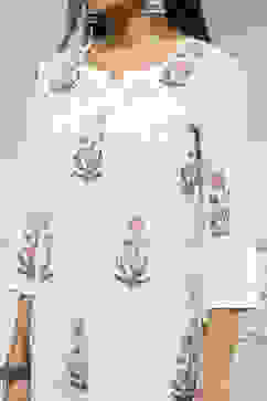 Purple Cotton Hand Block Print Unstitched Suit Set image number 2