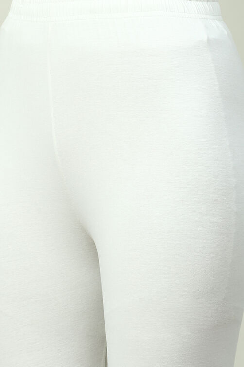 White Cotton Blend Solid Churidar image number 1