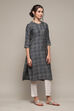 Indigo Poly Viscose Straight Printed Kurta image number 3