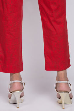 Red Cotton Printed Pants image number 4
