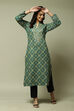 Orange Acrylic Straight Printed Kurta image number 5