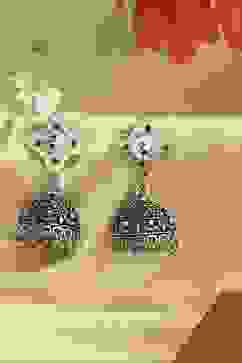 Green Brass Jhumka image number 2