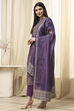Purple Chanderi Unstitched Suit Set image number 4