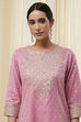 Powder Pink Embroidered Straight Suit Set image number 1