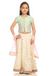 Green And Off White Poly Cotton Lehenga Set image number 0