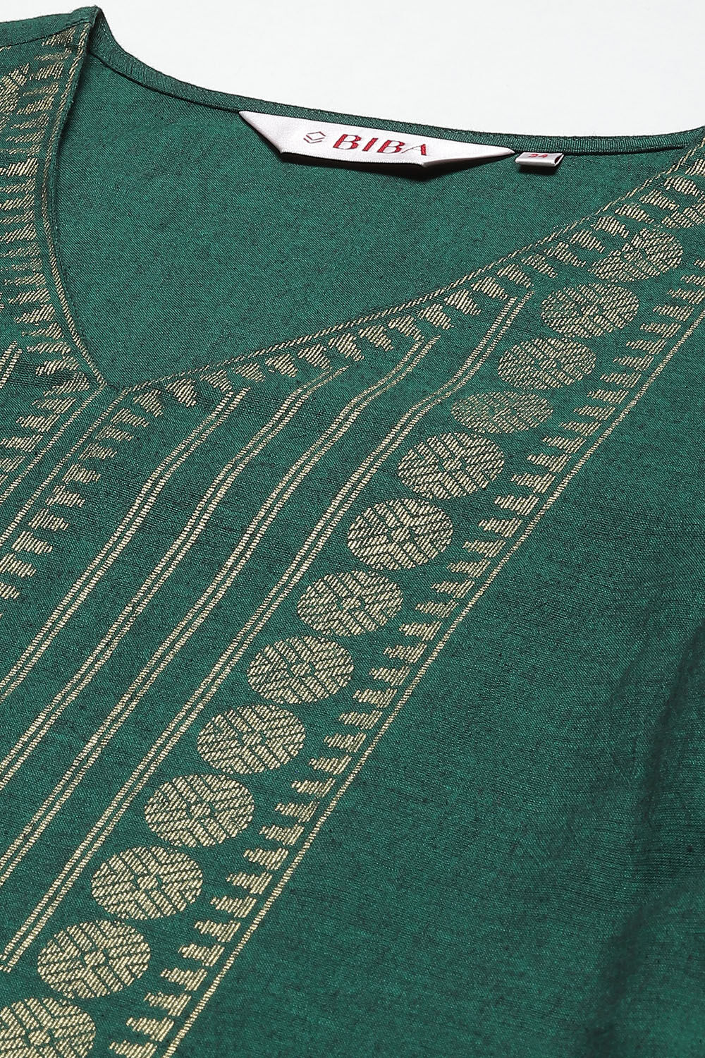 Green Cotton A-Line Printed Kurta image number 1